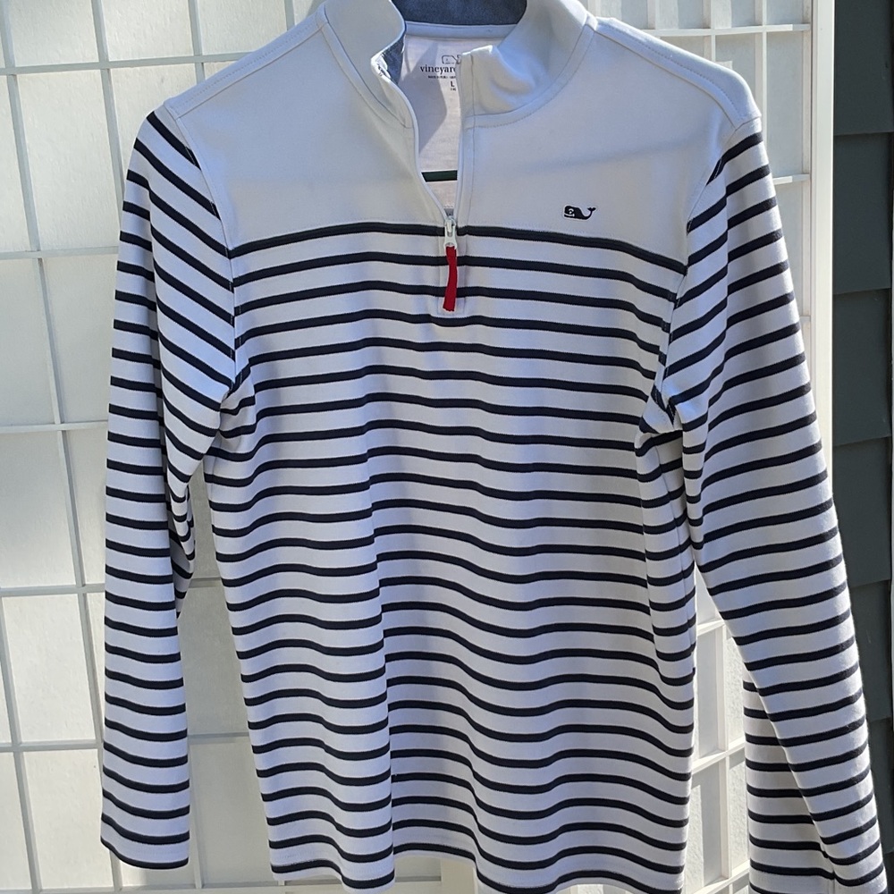 Vineyard Vines Navy and White Striped Pullover